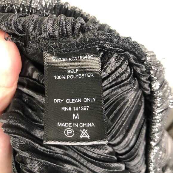 ASTR The Label Pewter Metallic Primadonna Puff Sleeve Wrap Top Women's Size M - Picture 9 of 9